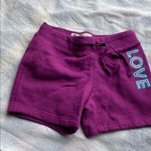 Kids' Athletic Shorts with Love Detail - Purple